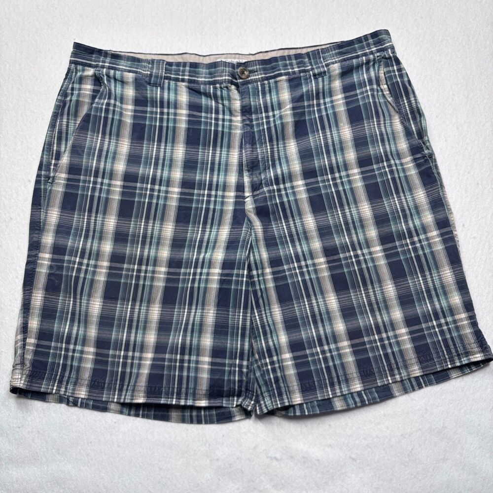Columbia Men's Blue White Plaid Flat Front Shorts 100% Cotton Size 42